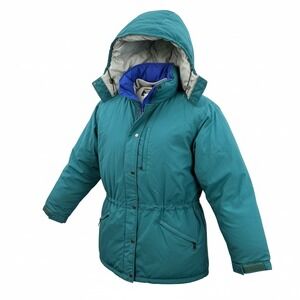 LL Bean Penobscot Parka Womens XL Teal Green Goose Down Vintage Made in USA